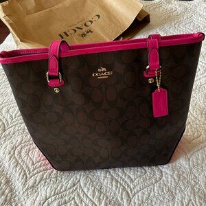 Coach Signature Brown & bright fuchsia Tote Bag